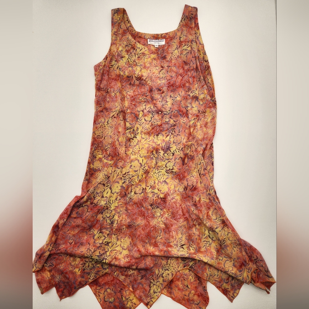 Eagle Ray Traders Rayon Handkerchief Hem Dress Medium Boho Festival Lagenlook